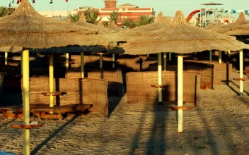 Stock Video Empty Tourist Beach In The Evening For PC