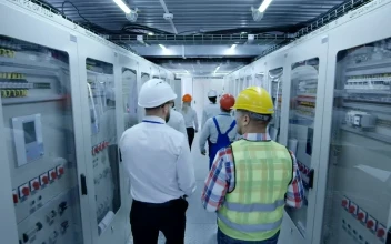 Stock Video Electrical Workers Walking On The Hallway For PC
