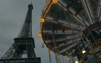 Stock Video Eiffel Tower And An Amusement Park For PC