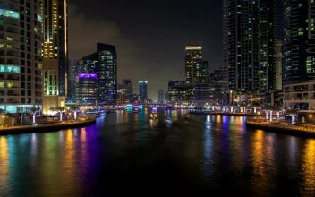 Stock Video Dubai Marina Traffic At Night For PC