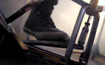 Stock Video Drummer Using A Foot Pedal For PC