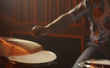 Stock Video Drummer Playing Drums On A Recording For PC