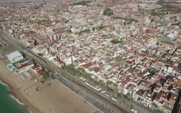 Stock Video Drone Flying By The Coast Of Barcelona For PC