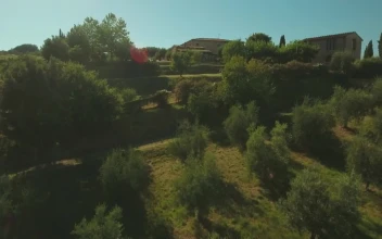 Stock Video Drone Flying Across Rural Houses For PC