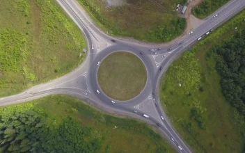 Stock Video Driving Towards A Roundabout For PC