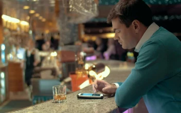 Stock Video Drinking At The Bar And Texting For PC