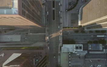 Stock Video Downward View Above Skyscrapers In A City For PC