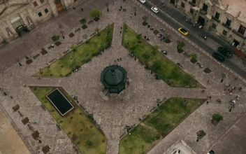 Stock Video Downtown Plaza Aerial View For PC