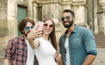 Stock Video Diverse Friends Take Selfie In London Street For PC