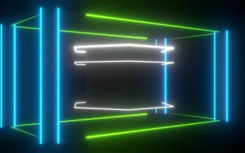 Stock Video Dimensional Shape Within A Cube Of Lights For PC