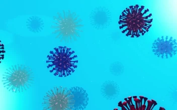 Stock Video Different Types Of Viruses Floating In Blue Liquid For PC