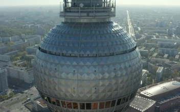 Stock Video Detailed Aerial Shot Of The Alexanderplatz Tower For PC
