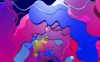 Stock Video Descending Platforms In The Form Of Colored Clouds For PC