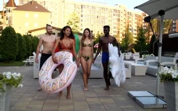 Stock Video Friends Heading To The Pool For PC
