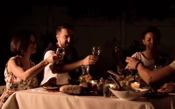 Stock Video Friends Having A Lovely Dinner In The Garden For PC