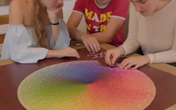 Stock Video Friends Forming A Big Circular Puzzle For PC