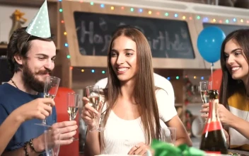Stock Video Friends Celebrate With Champagne At Birthday Party For PC
