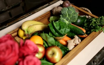 Stock Video Fresh Fruit And Vegetables In A Tray For PC