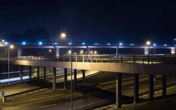 Stock Video Freeway And Overpass Fast Traffic At Night For PC