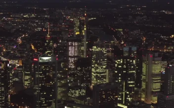 Stock Video Frankfurt At Night In The Distance Aerial Shot For PC