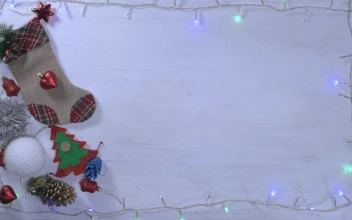 Stock Video Frame With Christmas Decorations And A Wrapped Gift For PC