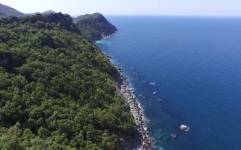 Stock Video Forested Mountains Cliffs And The Ocean For PC