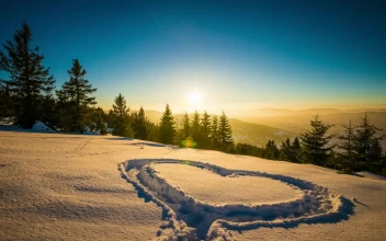 Stock Video Footprint Of A Heart Shape In The Snow For PC