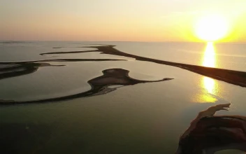 Stock Video Flying Over Small Islands In A Huge Lake For PC