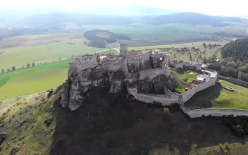 Stock Video Flying Over Historic Medieval Castle For PC
