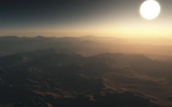 Stock Video Flying Over An Alien Planet Heading For The Sun For PC