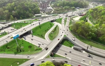Stock Video Flying Over A Highway Junction For PC