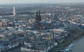 Stock Video Flying Over A German City With A Large Cathedral For PC