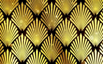 Stock Video Flying Between Surfaces Of Golden Figures For PC
