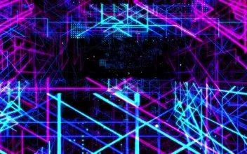 Stock Video Flying Between Abstract Neon Light Frames For PC