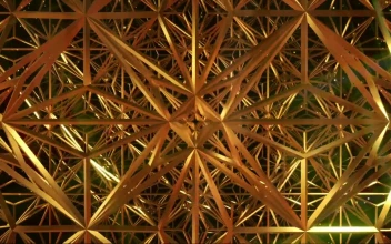 Stock Video Flying Among Golden Abstract Figures For PC