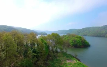Stock Video Flying Above A Calm Lake For PC