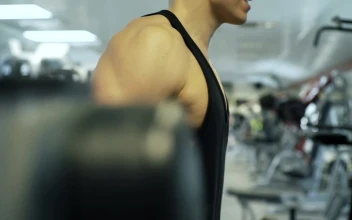 Stock Video Fitness Man Lifting Weights At The Gym For PC