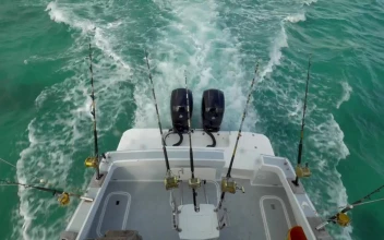 Stock Video Fishing Lines On The Back Of A Boat For PC