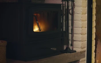 Stock Video Fireplace Heater Lit Inside A House For PC