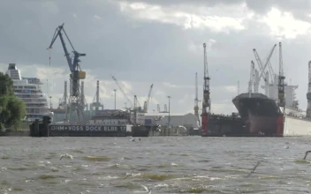 Stock Video Ferry Heading Through A Port In Hamburg For PC