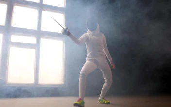 Stock Video Fencer Fighting With Sword In Hand For PC