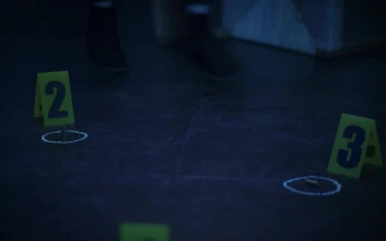 Stock Video Female Detective Analyzes Bullet Casings At A Crime Scene For PC