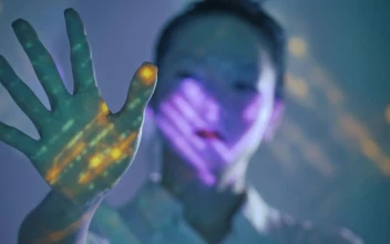 Stock Video Female Cyborg Moving Her Hand For PC