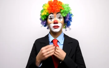 Stock Video Female Clown In Suit Portrait For PC