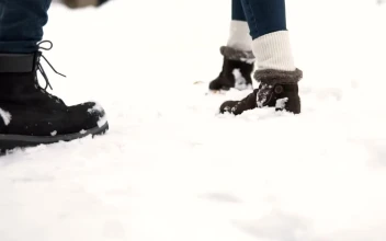 Stock Video Feet Of People Running In The Snow Tracking Shot For PC