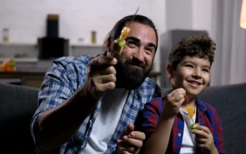Stock Video Father And Son Enjoying A Snack For PC