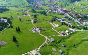 Stock Video Farmer Village Aerial Shot For PC
