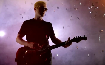 Stock Video Famous Guitarist Playing His Electric Guitar At A Stage For PC