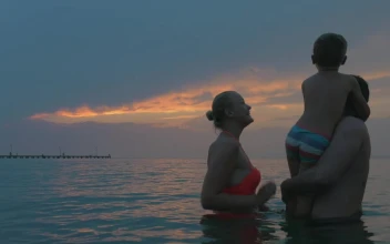 Stock Video Family Watching The Sunset From The Ocean For PC
