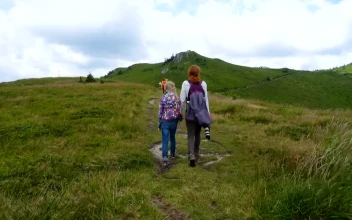 Stock Video Family Hiking In The Mountains For PC